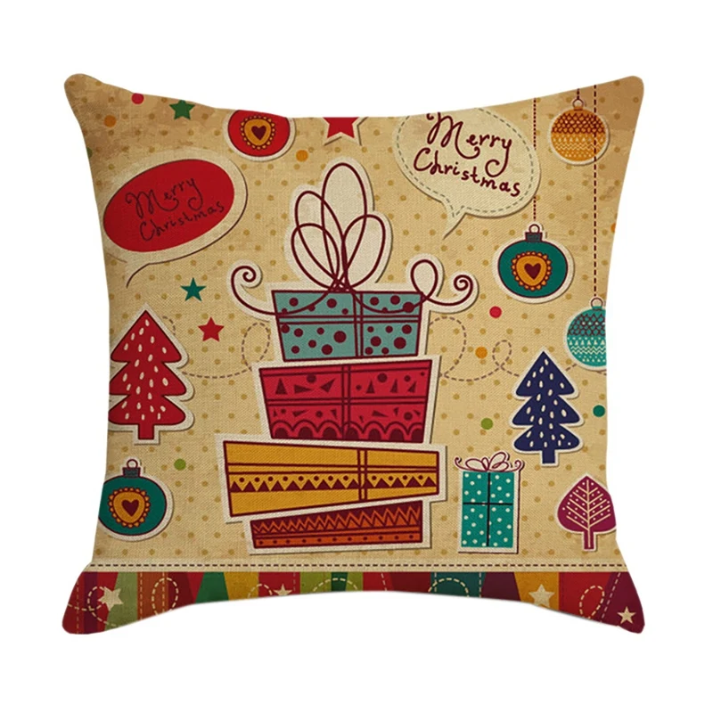 

Рождественский подарок, наволочка с Сантой, квадратный домашний декор, льняные наволочки для подушек, наволочки для дивана, сиденья, автомо...
