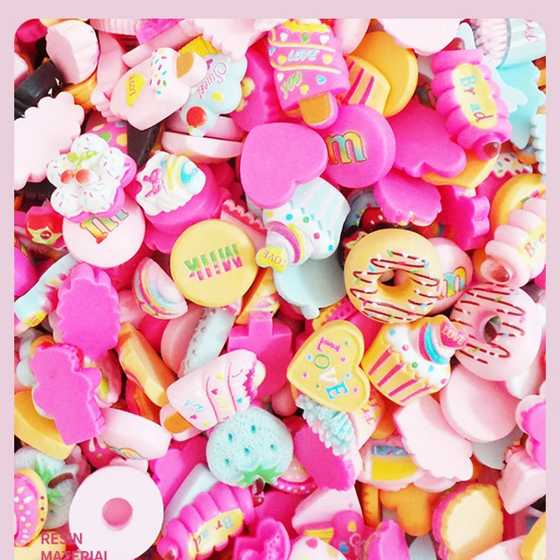 50 шт. милые полимерные конфеты искусственные ногти 3D смешанный дизайн розовое