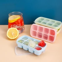 silicone ice mould ice cube with dustproof lid maker stackable 8 grids ice cube tray forms kitchen ice cream tools