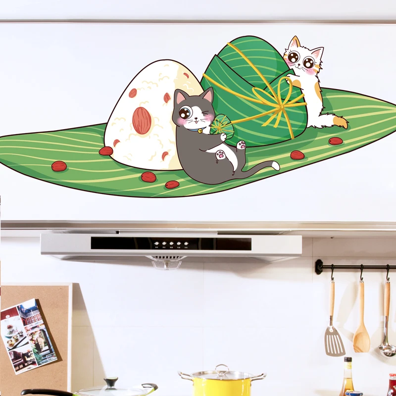 

[SHIJUEHEZI] Китайские настенные наклейки Zongzi «сделай сам», кошки, животные, настенные наклейки для детской комнаты, детской спальни, детской ком...