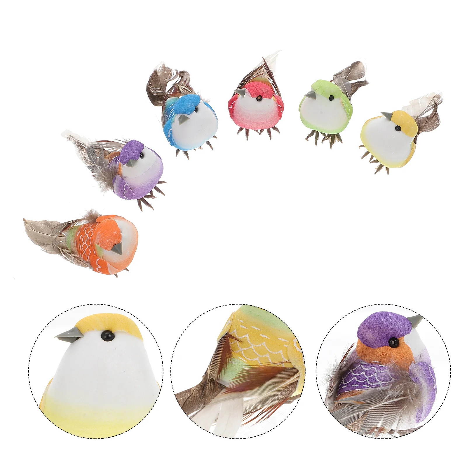 

12 Artificial Birds Small Decorative Birds Crafts Garden Birds Ornament Tree Home Outdoor Branches