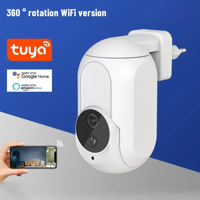 

1pc Monitor Night Vision Wifi Surveillance Cameras 1080p Smart Life Tuya Cameras Wifi Survalance Camera Hemisphere Plug Type