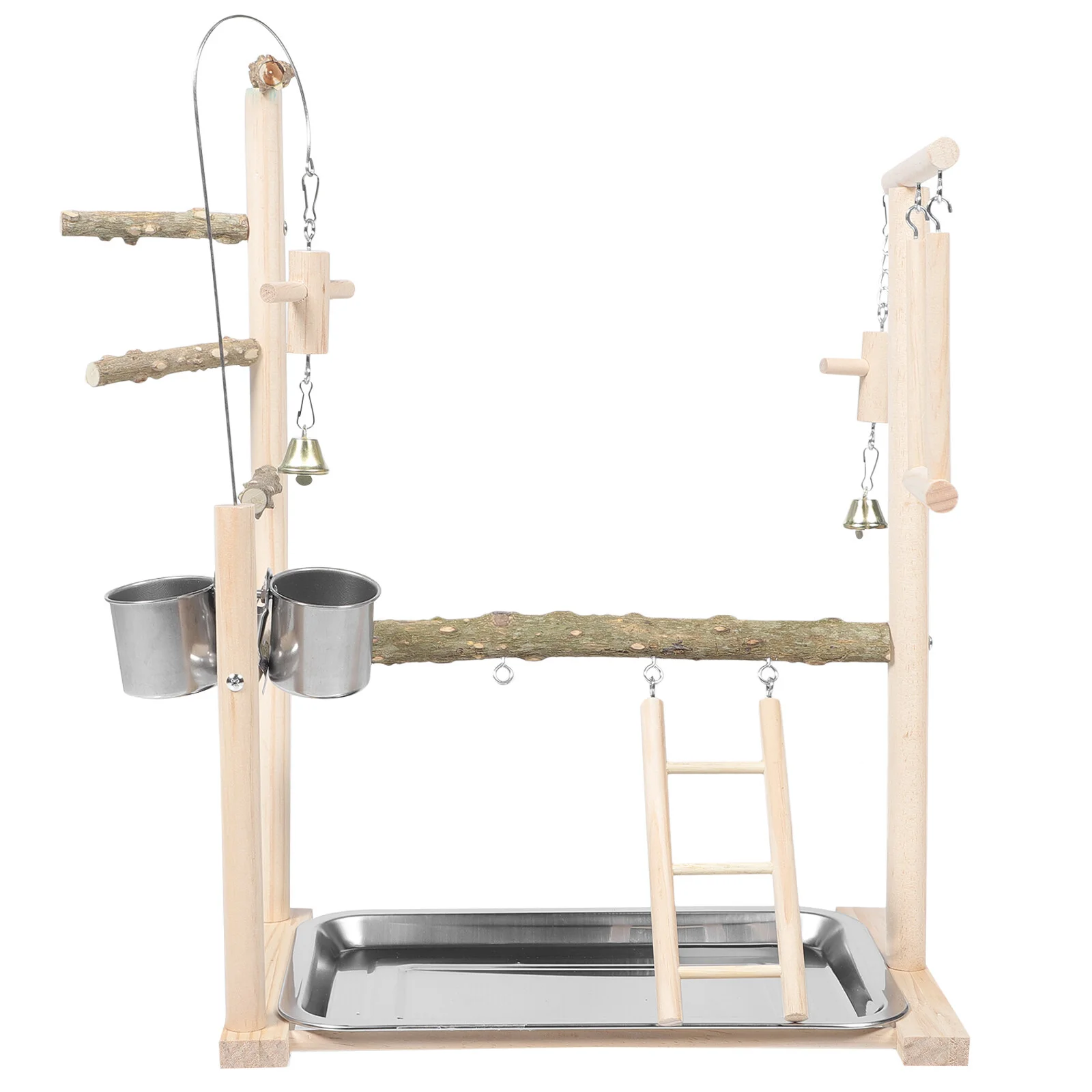 

The Swing Wooden Shelf Parakeet Perch Stand Parrot Accessory Bird Training Rack Natural Playground Birds Tabletop Office Toy