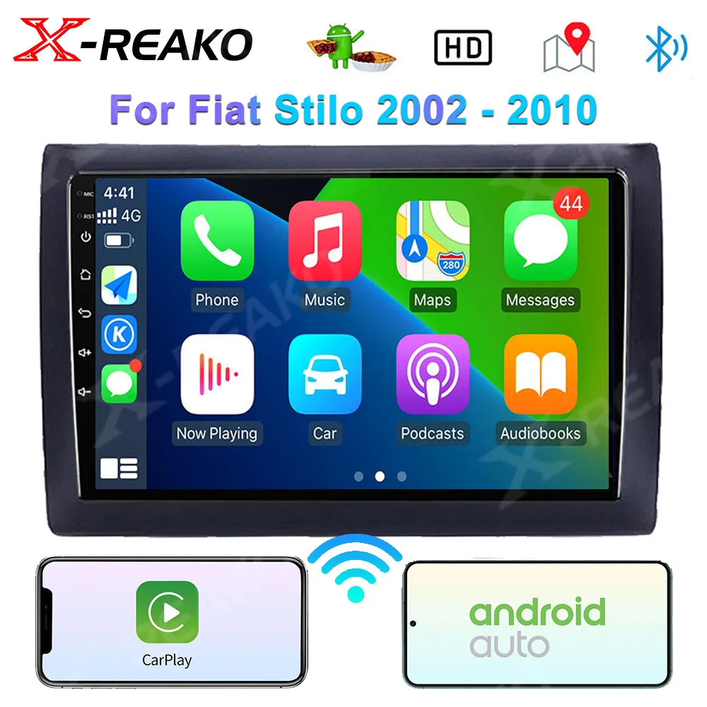 

X-REAKO 2Din Car Radio Stereo For Fiat Stilo 2002 - 2010 Android 12 2+32G Car Multimedia Player Carplay RDS BT Auto 9'' GPS WiFi