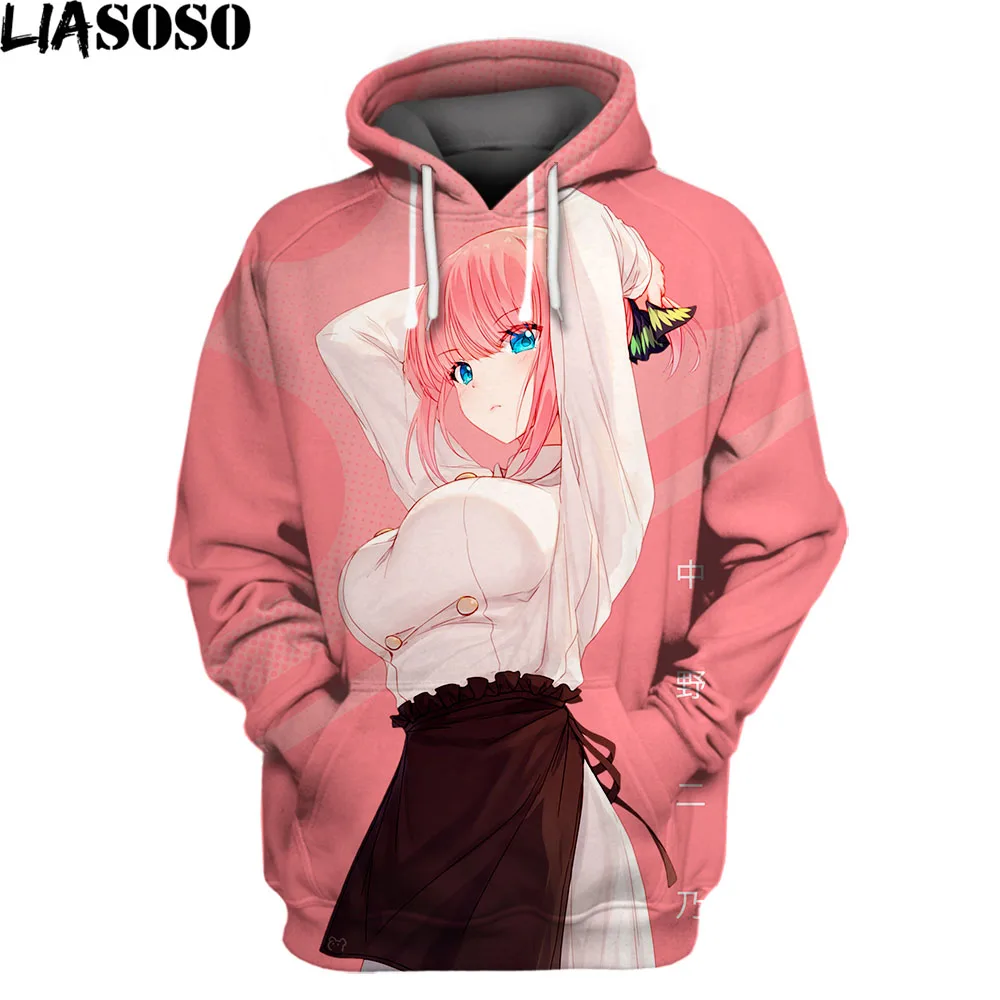 

LIASOSO 3D Print Hoodies Men The Quintessential Quintuplets Anime Casual Hoodie Nino Nakano Gotoubun No Hanayome Full Clothing