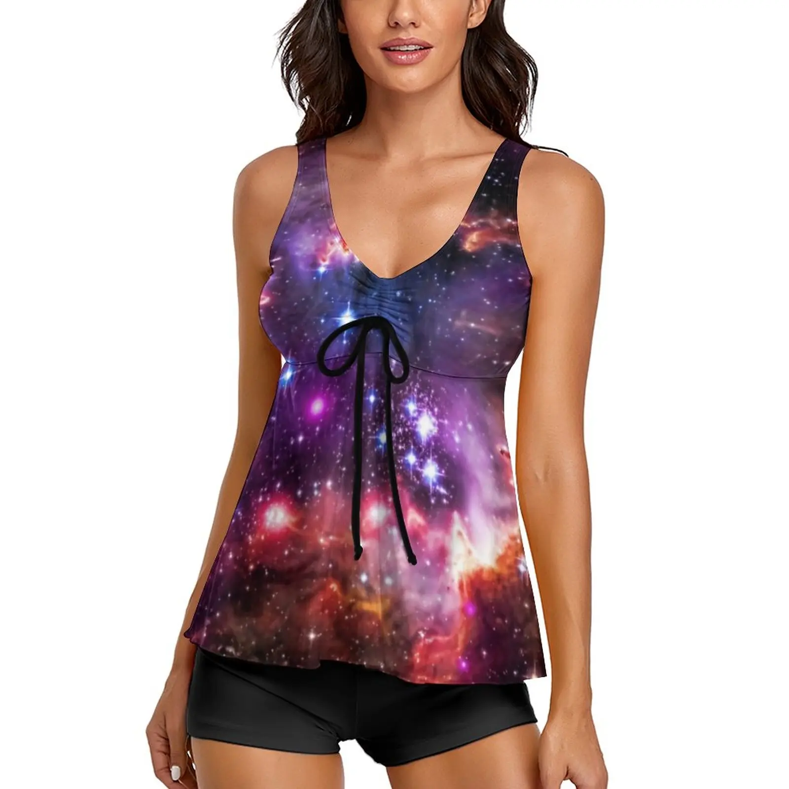 

Star Galaxy Tankini Swimsuit Outer Space Print Swimwear Vintage Swimsuits Women Two Piece Swim Beach Wear