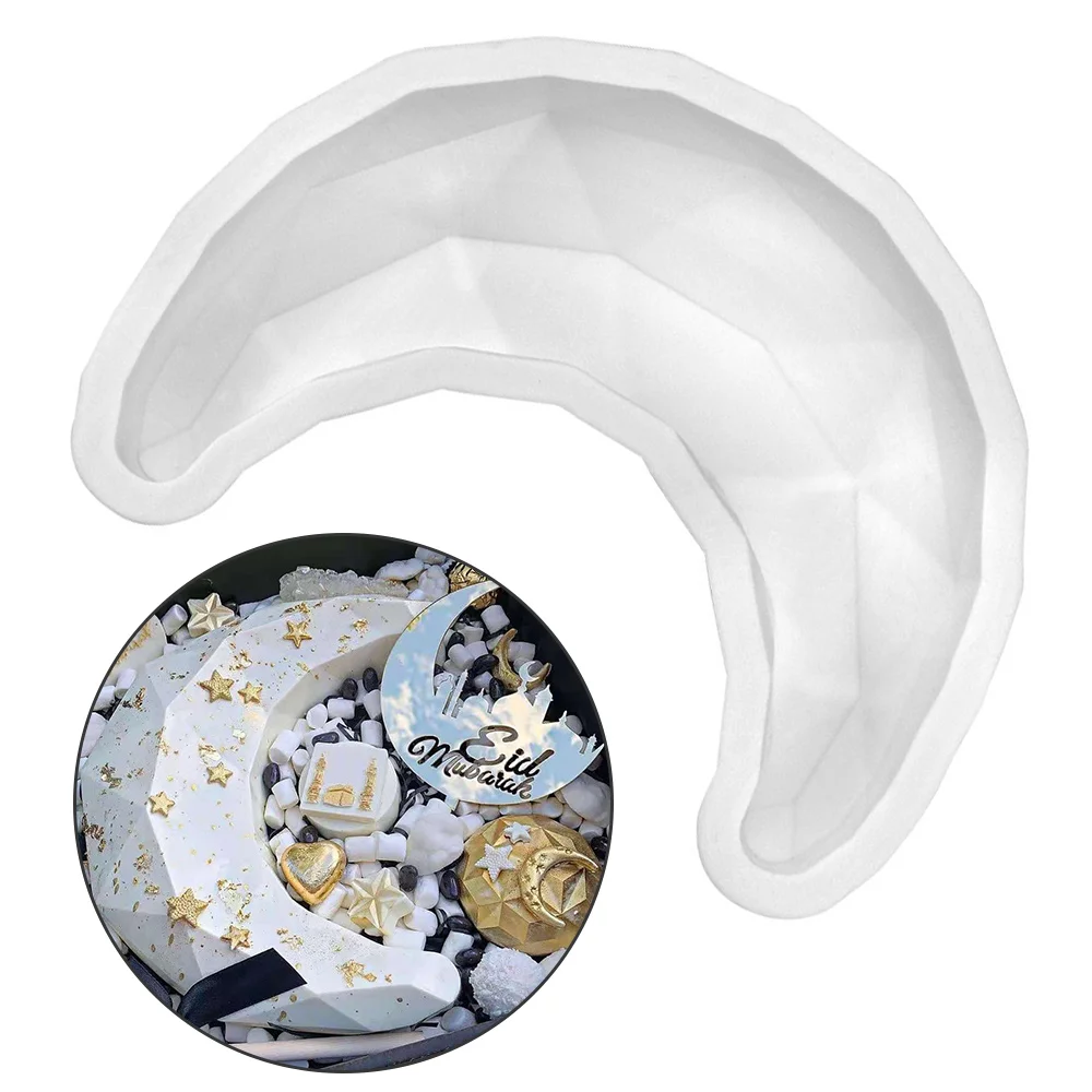 

3D Diamond Crescent Moon Shape Mousse Silicone Mold Eid Mubarak Ramadan Breakable Chocolate Moulds Cake Decorating Tool Bakeware