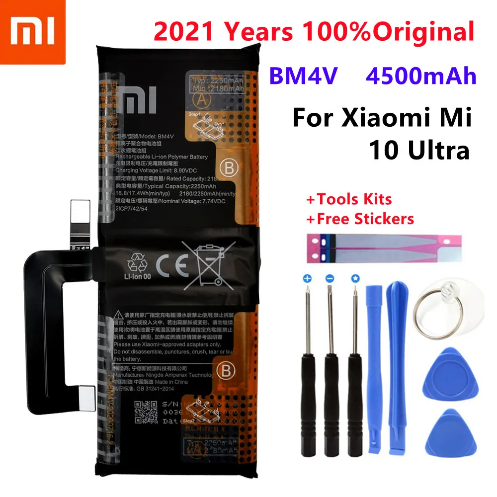 

2021 Years 100% Original Replacement Battery BM4V 4500mAh For Xiaomi Mi 10 Ultra Genuine Batterie Batteria + Free Tools