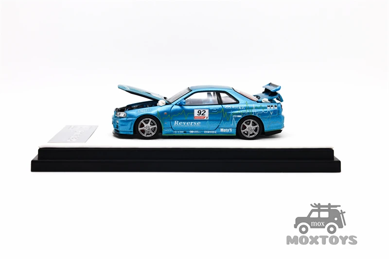 Фото Литая под давлением модель автомобиля Time Micro COOL ART 1:64 GTR R34 Blue No 92 №3