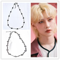kpop stray kids lee min ho lee min ho necklace hip hop jewelry twist fine chain inlaid necklace for men gift fan collection