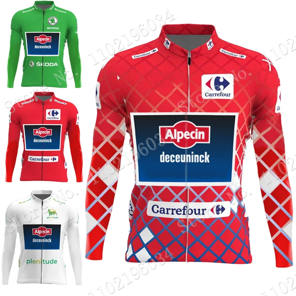 

Зимняя футболка Alpecin Fenix Team 2022 для испанского туристического велоспорта, красная одежда с длинным рукавом, рубашки для гоночного шоссейного ...