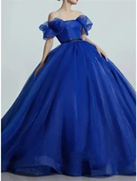 2022 ball gown prom quinceanera dress luxurious elegant off shoulder short sleeve organza with sleek pleats vestidos de 15 a%c3%b1os