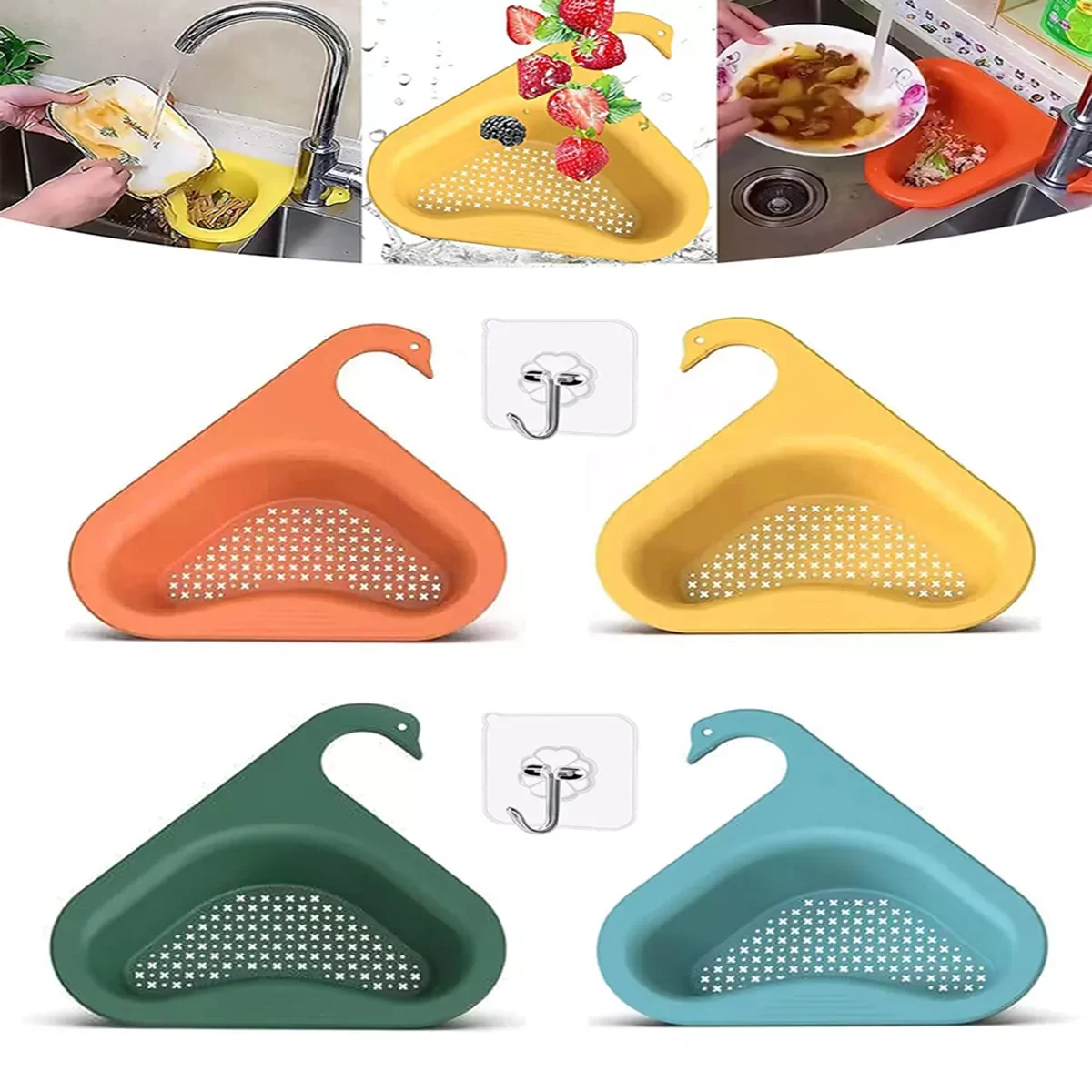 

2022New Kitchen Leftover Sink Strainer Sink Swan Drain Basket General Fruit and Vegetable Drain Basket Multifunctional Drain Ba