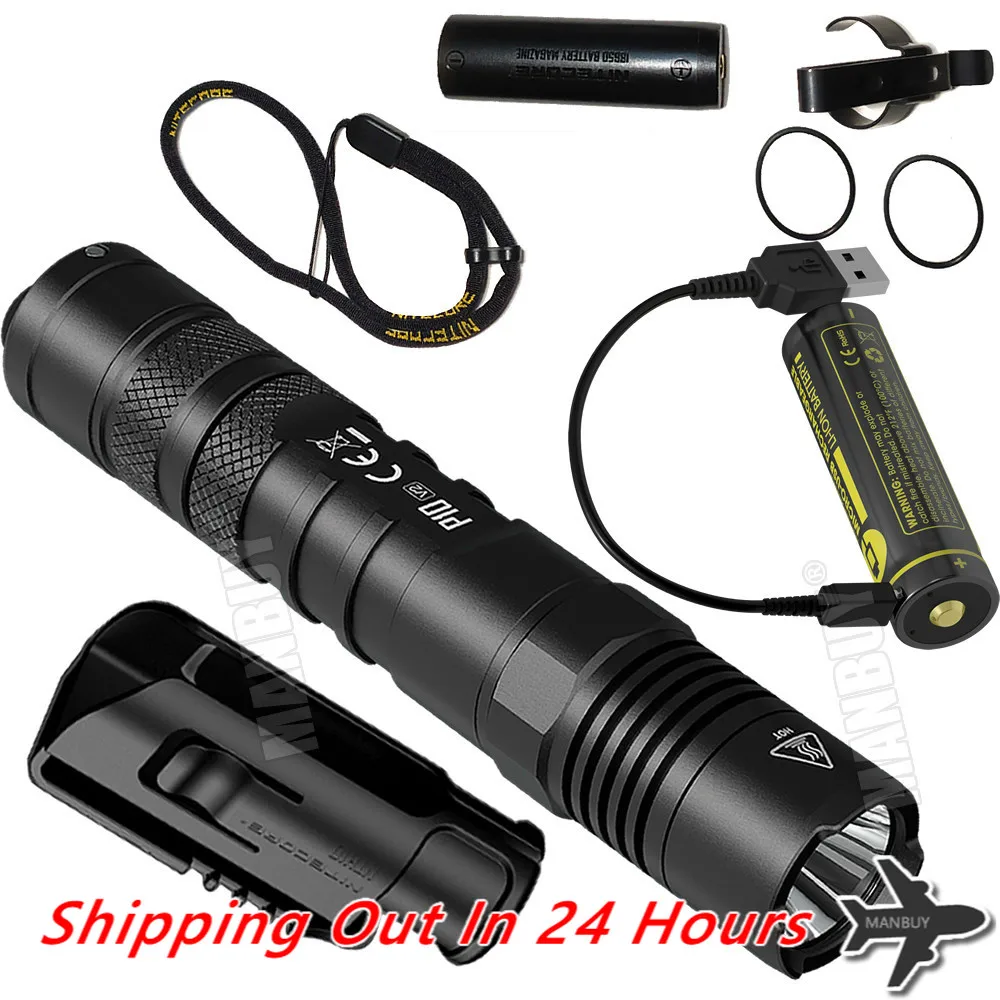 Free Shipping NITECORE P10 V2 1100Lm LED Tactical Flashlight +USB Port 18650 Rechargeable Battery Outdoor Hunting Waterproof EDC