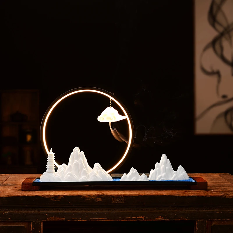 

Zen Garden Incense Burner Living Room Aroma waterfall decor ornament Censer Fragranc encensoir musulman kawaii room decor