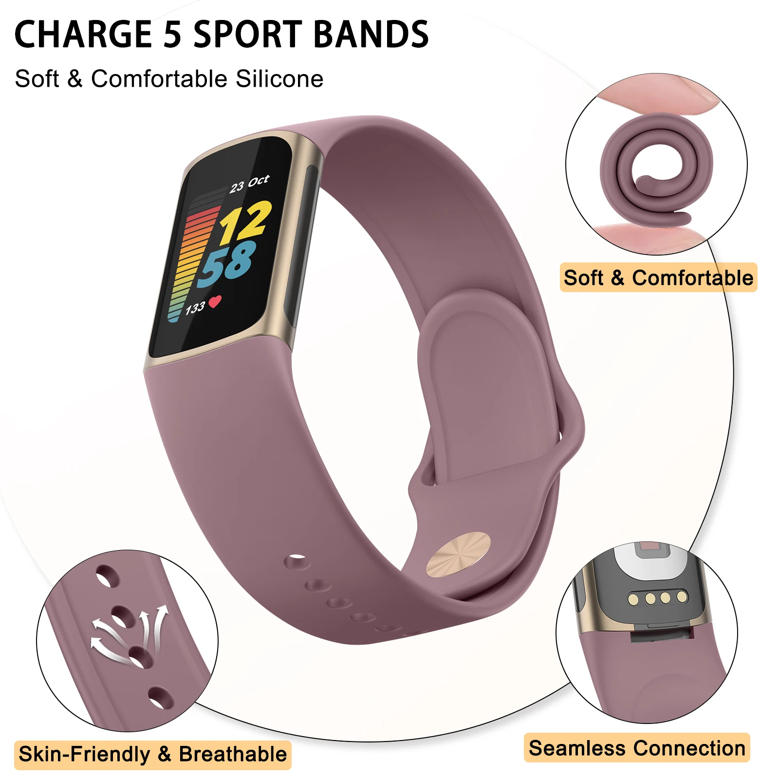 Мягкий силиконовый ремешок для Fitbit Charge 6 5 Band водонепроницаемые спортивные