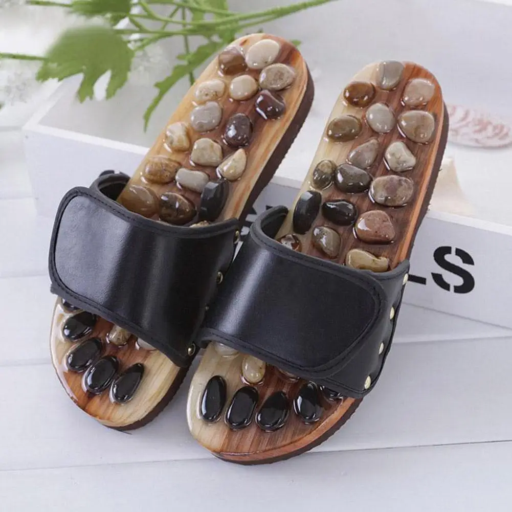 

Acupressure Massage Slippers with Natural Stone Therapeutic Sandals Foot Pain Arch Massage Acupoint Reflexology Shiatsu