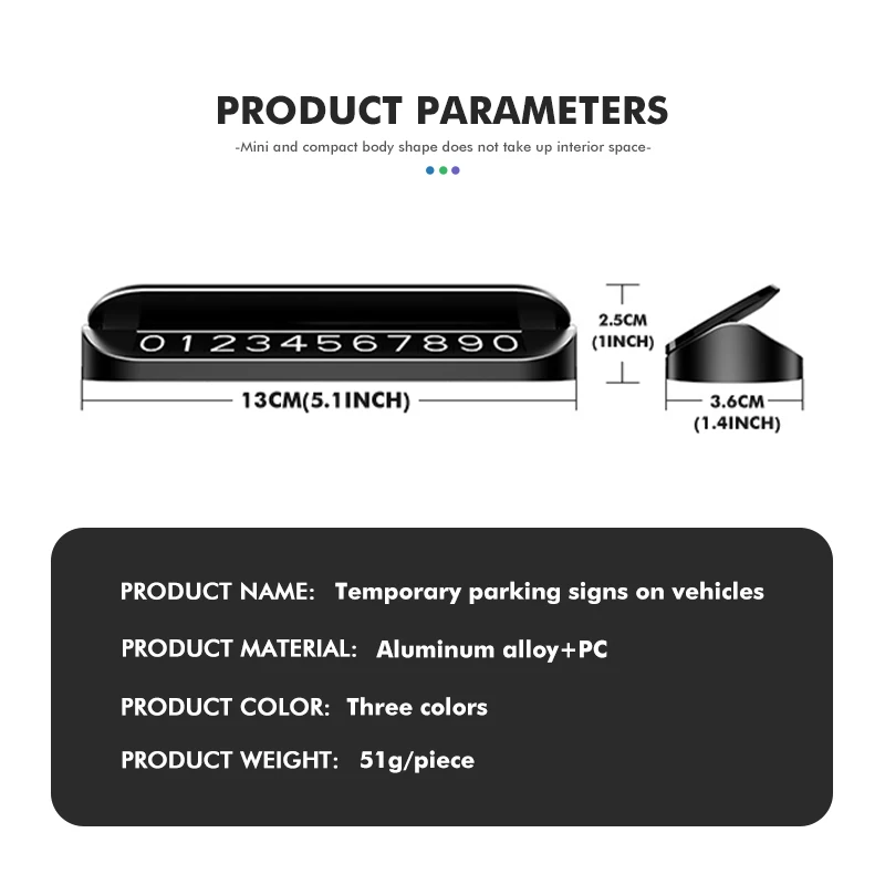 Временная карта с номером телефона для парковки автомобиля светящийся ночной