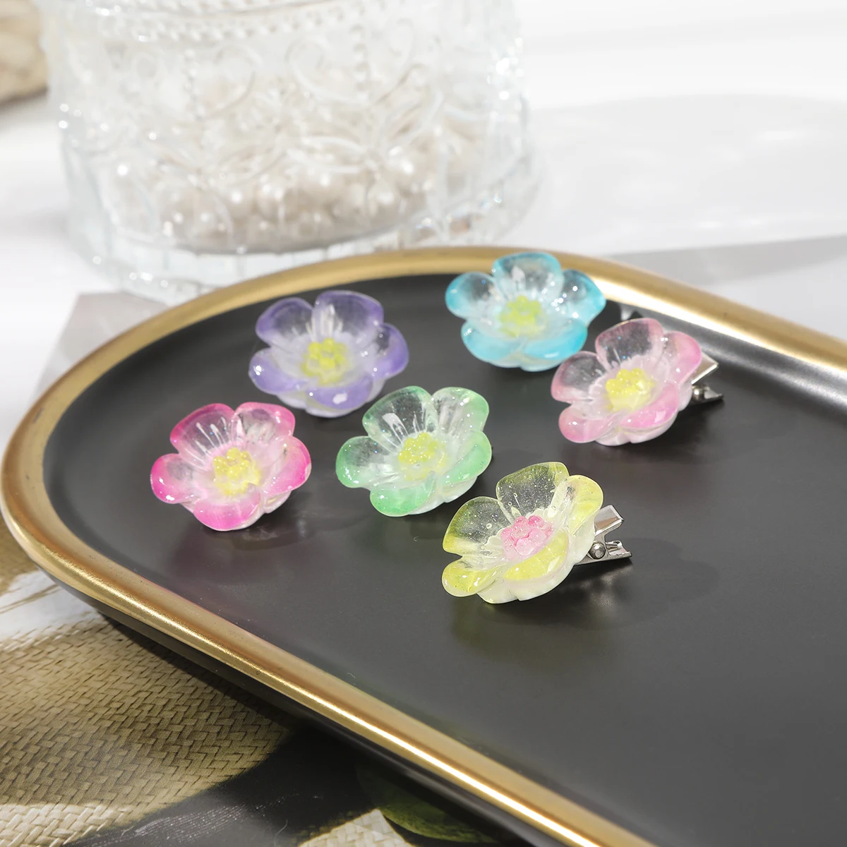 5/6 шт./комплект заколки для волос с цветами