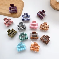 2022 checkerboard checkerboard korea retro temperament checkerboard block gripper small versatile acrylic pan hair clips