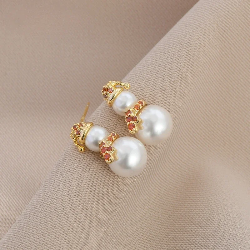 Рождественский снеговик креативный дизайн гвоздь с искусственным жемчугом