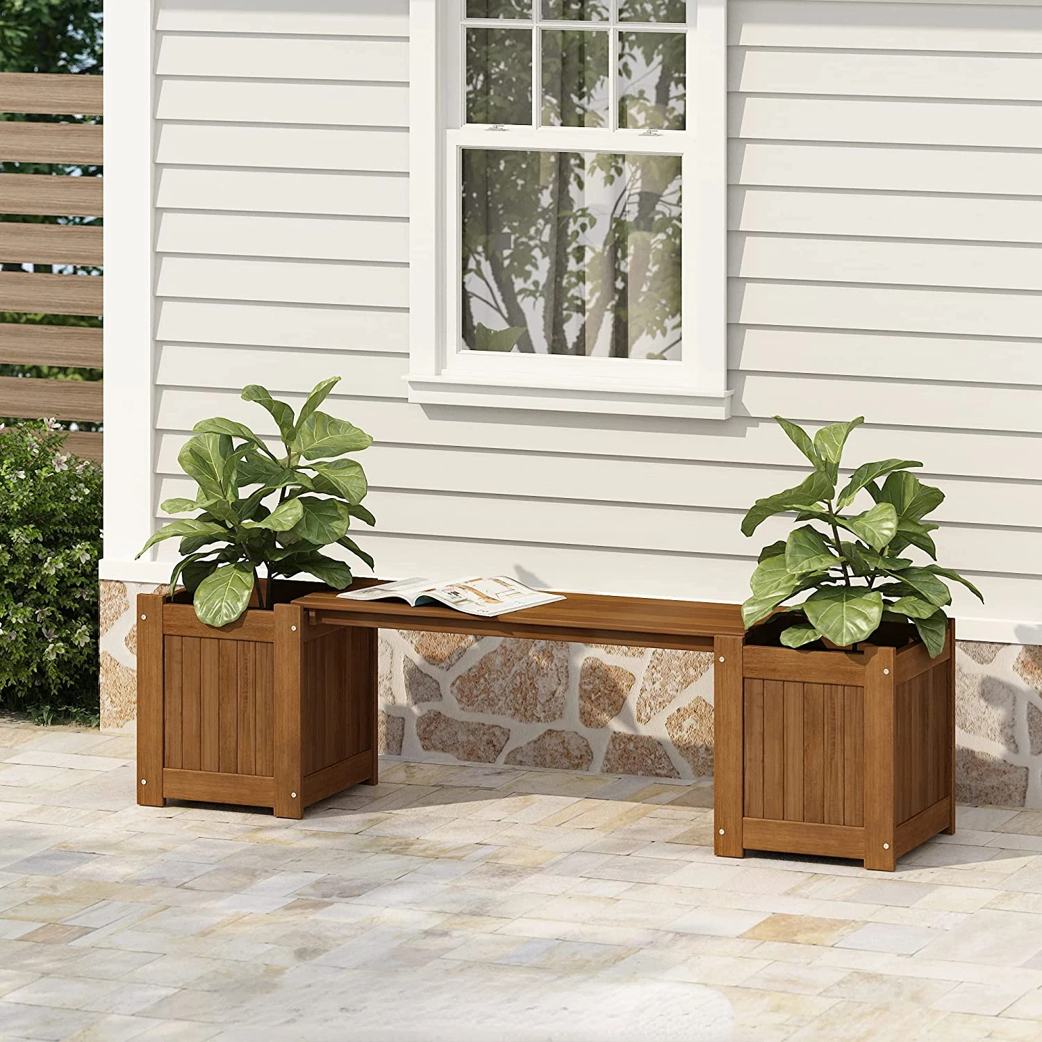 

Hardwood Flower Box, 1-Pack, Natural Pots for Plants Flower Pots Decorative Gardening Accessories