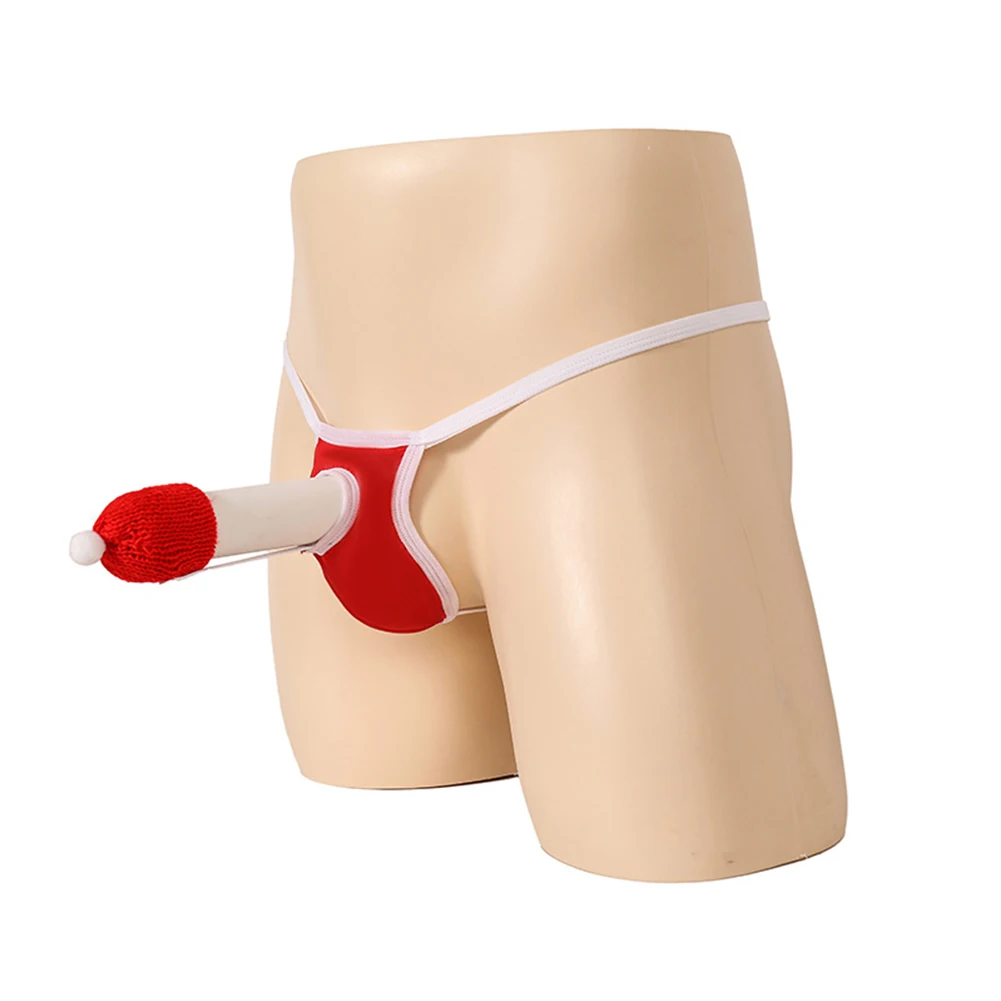 

Sexy Mens Christmas Reindeer Thongs Briefs Gag Pranks Cosplay Underwear G-String T-Back Buttocks Panties Funny Pants Clubwear