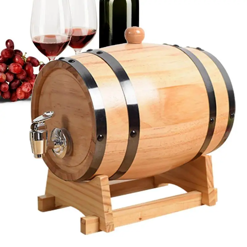 

Wood Barrel Drink Dispenser Wooden Wine Barrel Oak Beer Brewing Equipment Compact Whiskey Barrel Decanter With Faucet For Wine