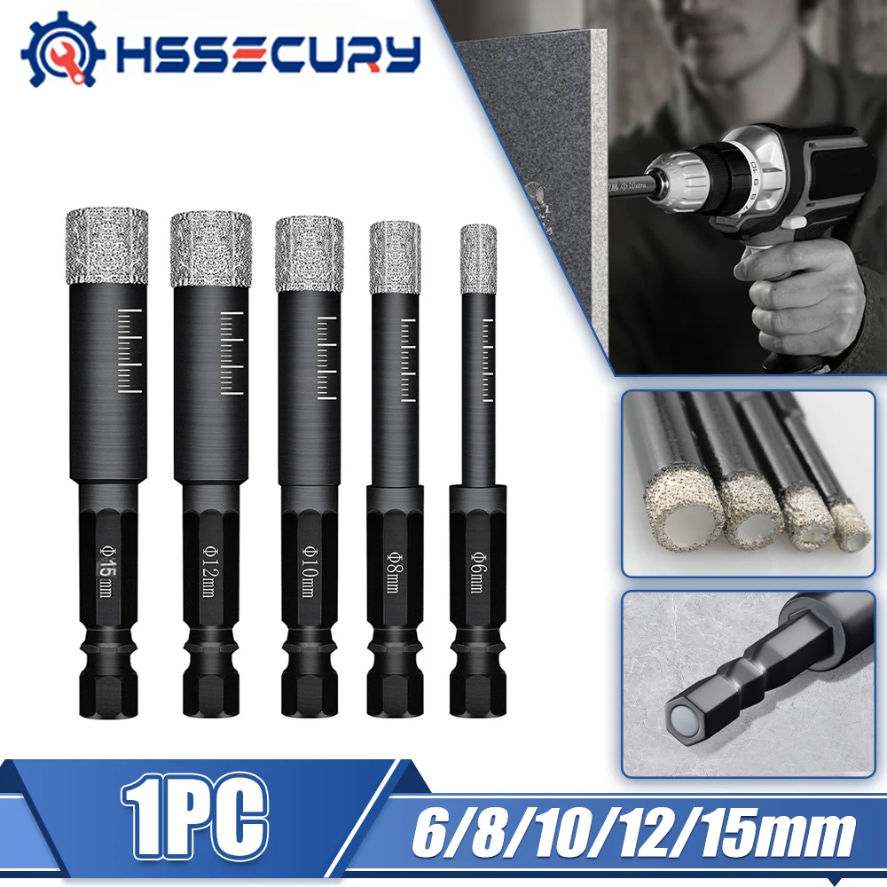 

Hexagonal Vaccum Shank Hole Opener Brazed Diamond Dry Tile Glass Drill Bit Hole Saw Cutter Marble Granite Opener Drill 6-15mm