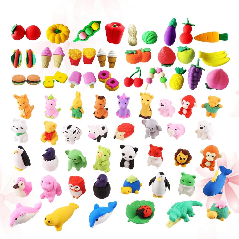 

100PCS Lovely Pencil Erasers Novelty Erasers Cartoon Erasers for Gift