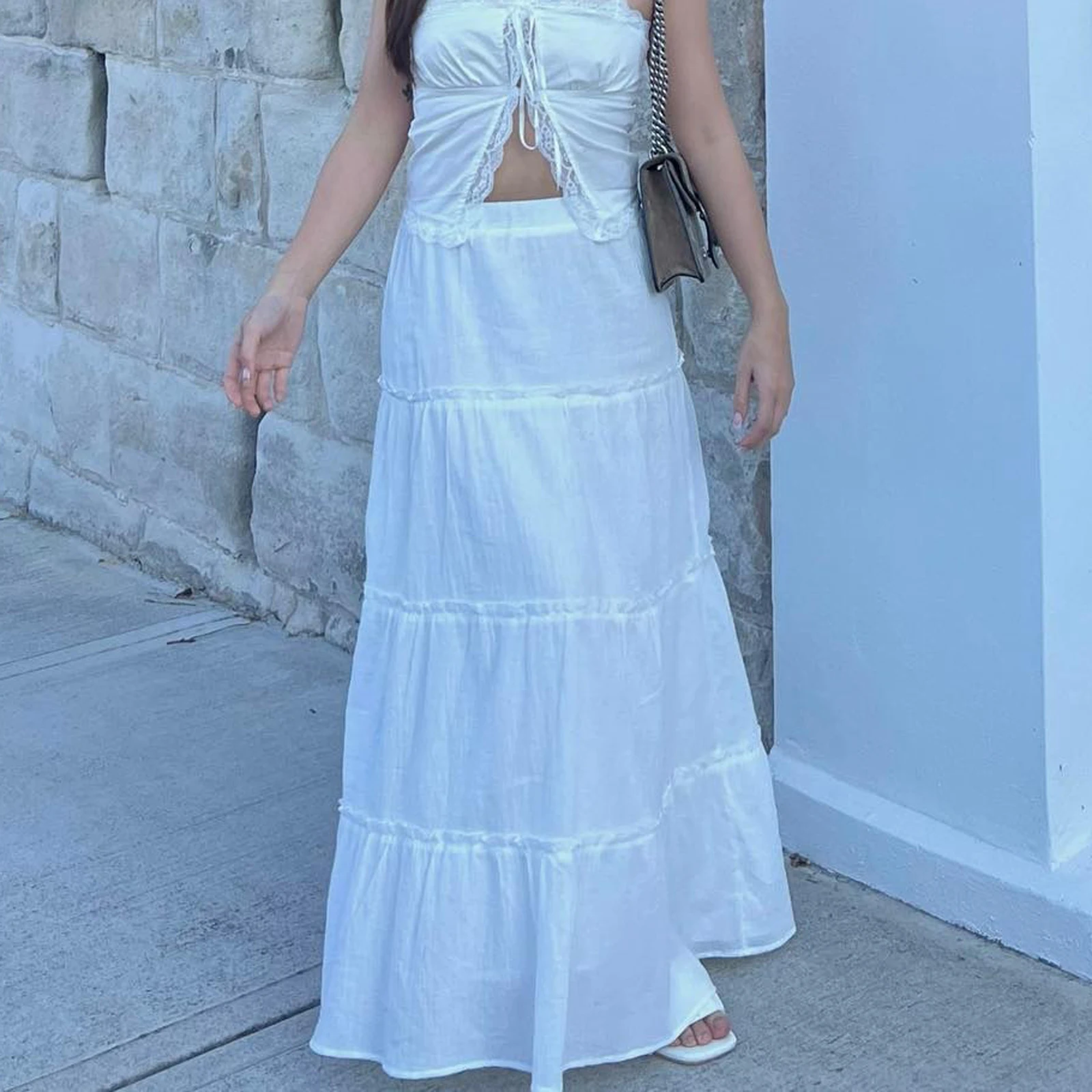 Женская летняя юбка с заниженной талией Однотонная юбка-качели цветочным