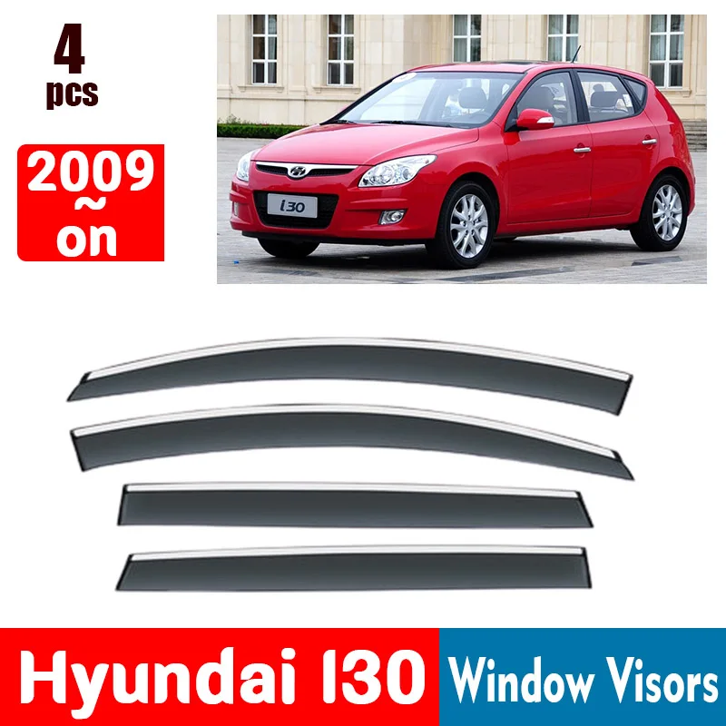 FOR Hyundai I30 2009-On Window Visors Rain Guard Windows Rain Cover Deflector Awning Shield Vent Guard Shade Cover Trim