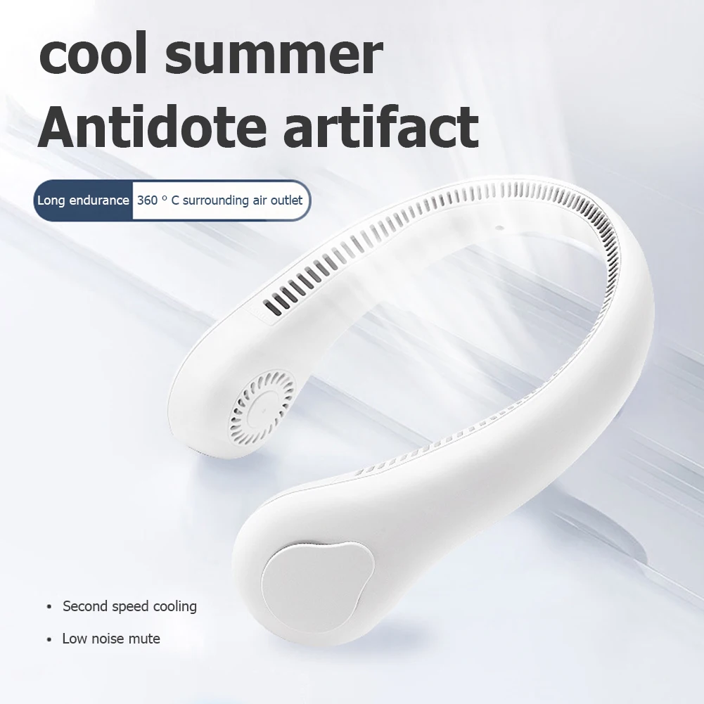 

Portable Summer Cooling Hanging Neck Fan Mute 3 Gears 1800mAh Electric Fans SB Rechargeable Wearable Neckband Fans For Outdoor