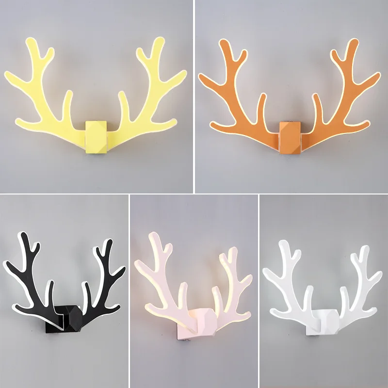 

LED 2022 New Antler Bedside Lamp Wall Lamp Nordic Creative Postmodern Lighting Children's Room Bedroom Study Wall Sconce Lights