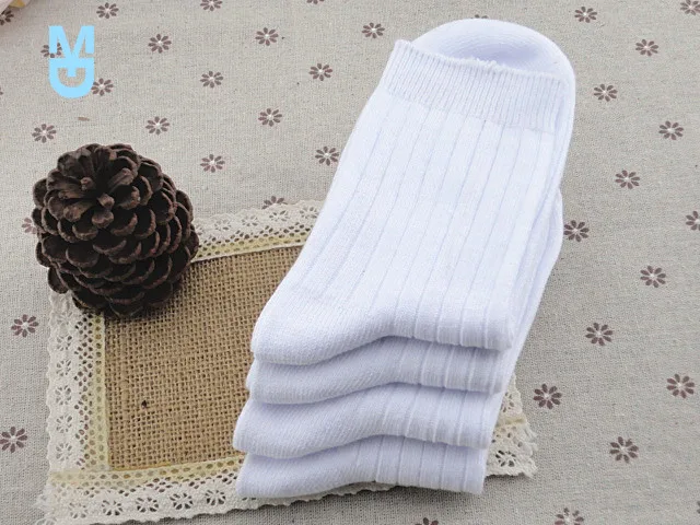 

New Kids Socks Cotton Sports Breathable Solid Color Long Socks Comfortable Soft Socks White Black Gray Size 15-24Student School