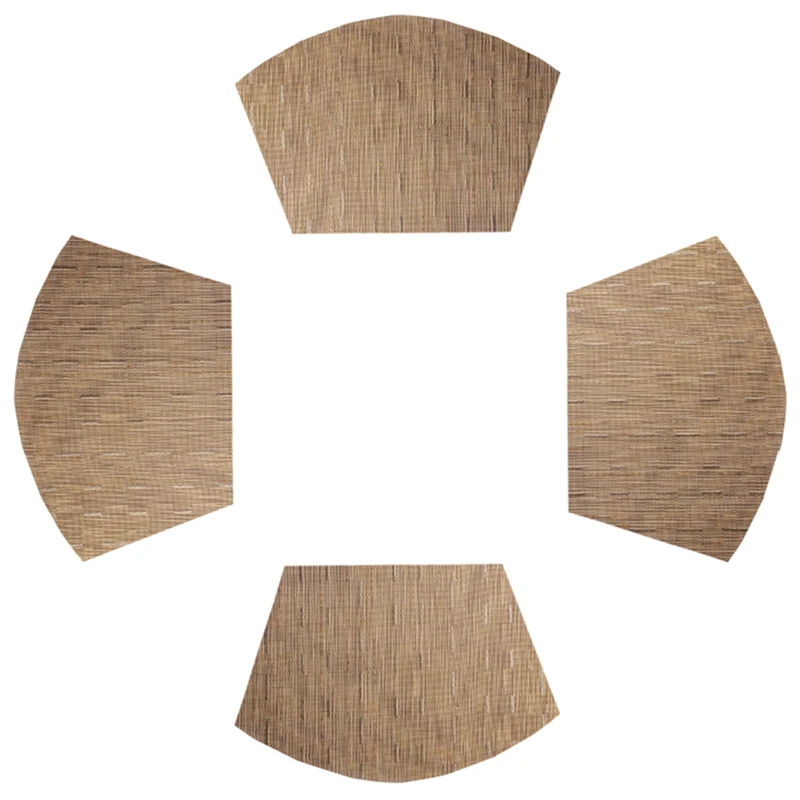 

Round Table Placemats Set Of 4 Wedge Placemats Heat Resistant Round Table Mats Wipe Clean (4, Bamboo Tan)