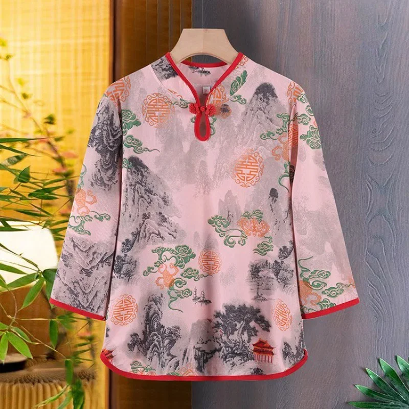 Винтажная рубашка для женщин среднего возраста одежда весна-лето тонкий новый