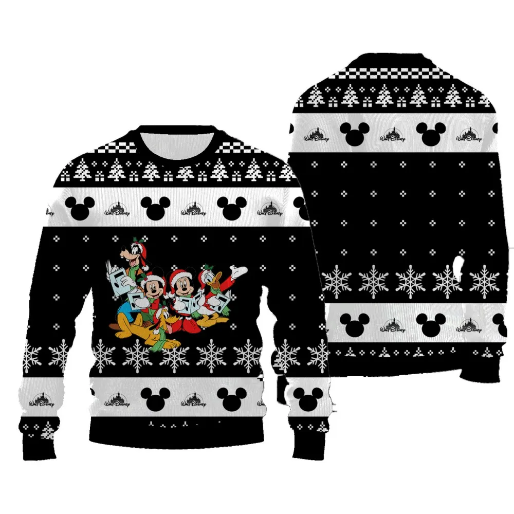 Pull décontracté à col rond pour femme motif Rick de dessin animé imprimé pull manches longues Noël sweat-shirt st
