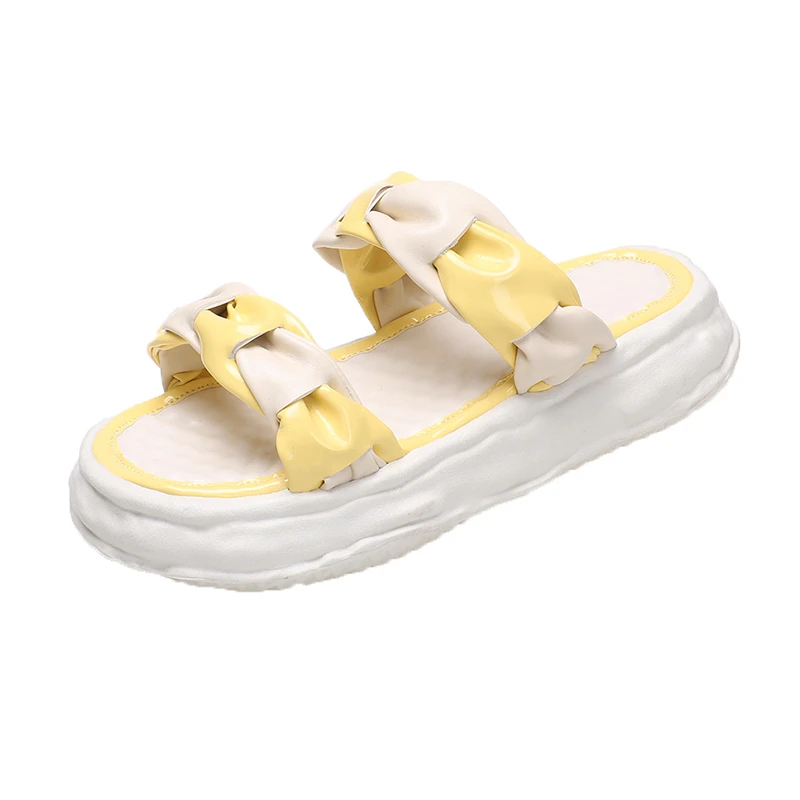 

Platform House Slippers Women 2022 New Round Toe Home Indoor Summer Shoes Woman Leisure Mid Heel Slides Lady Thick Sole Slipper