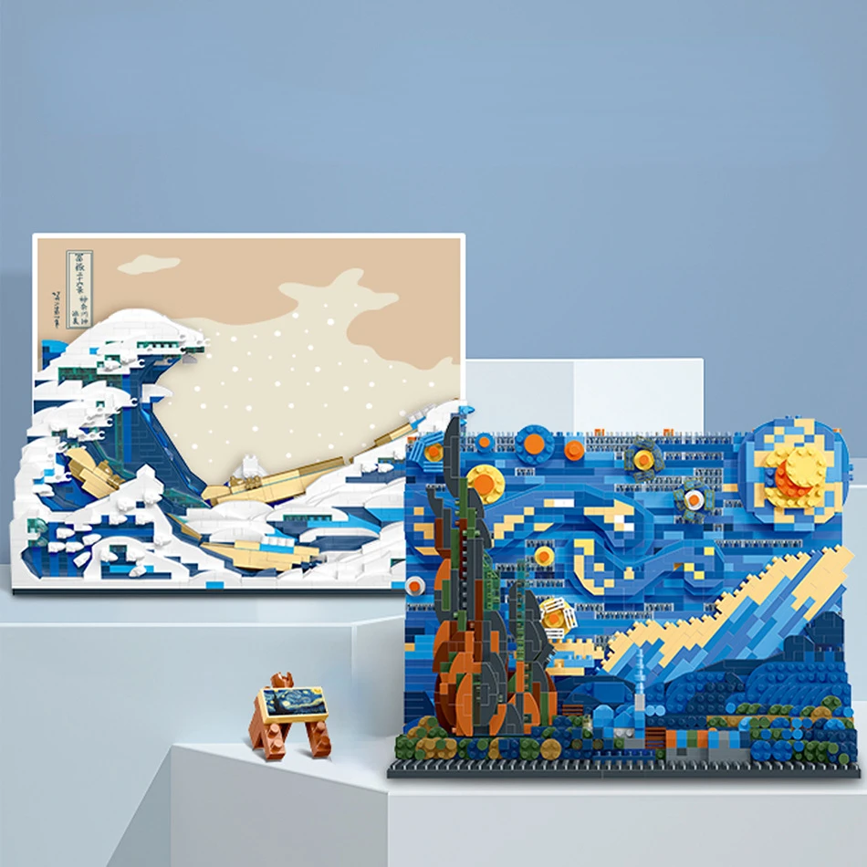 

Kanagawa Van Gogh Starry 3d Puzzle Painting Juguetes Difficult Building Blocks Educational Creative Toys for Kids Adult Gifts