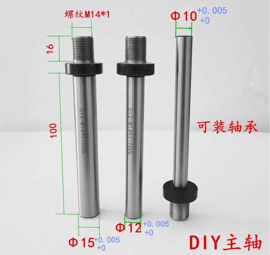 

OD10mm/12mm/15mm M14x1mm M14 Spindle Shaft for Mini Lathe Chuck Cartridge K01-65 K02-65 K02-50 K01-63B DIY Wood Lathe Headstock