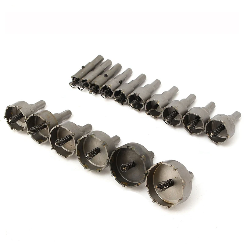16pcs 15-50mm HSS Hole Saw Set Tungsten Carbide Tip TCT Core Drill Bit Hole Saw for Metal Stainless Steel Cutter Hole Openner