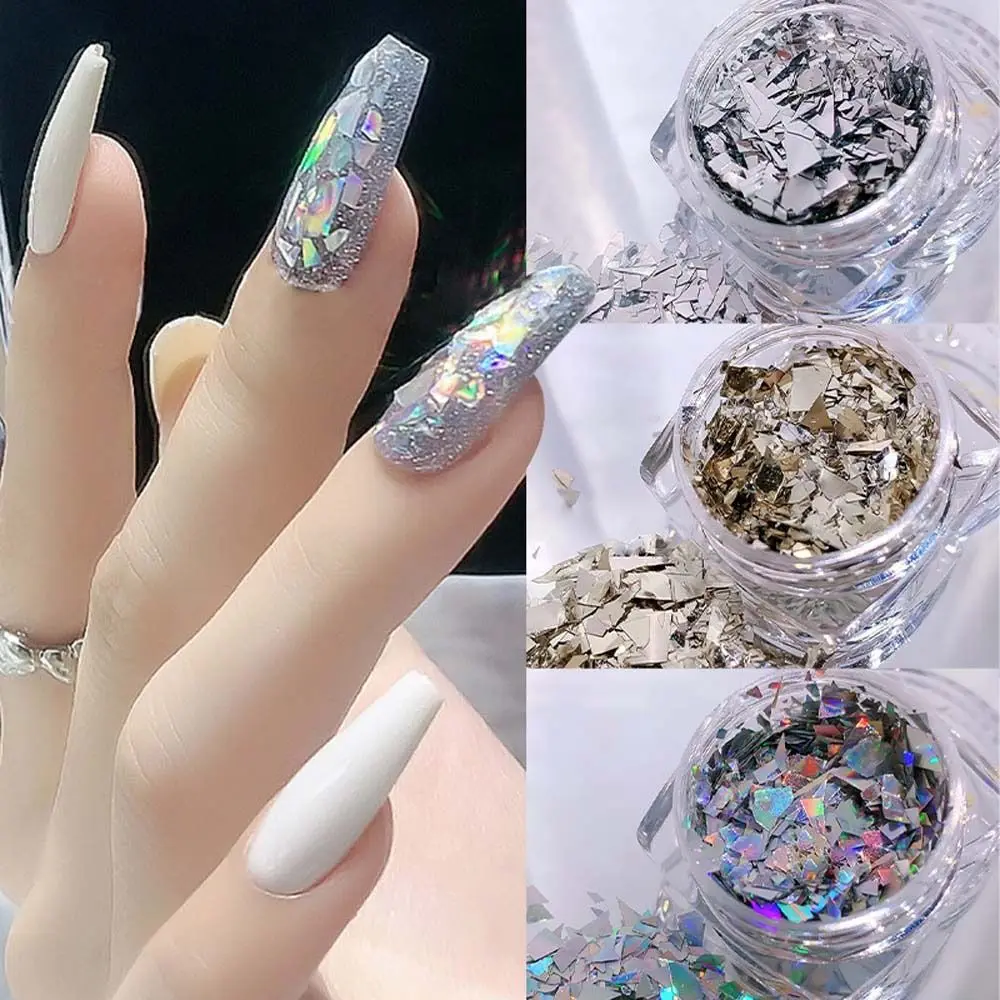 

Holographic Irregular Sequins Nail Glitter Sparkly 3D Colorful Laser Aurora Flakes Nail Foil Polish DIY Nail Art Decoration