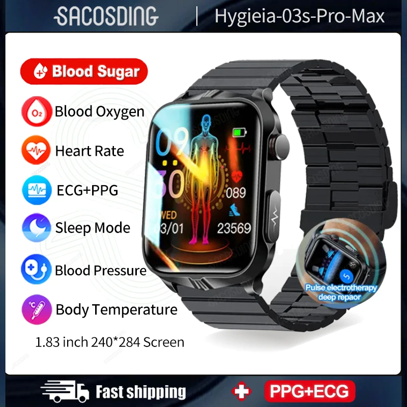 

2023 New ECG+PPG Electric Therapy Pulse Magnetic Moxibustion Smartwatch Blood Sugar Temperature Health Monitoring Smart Watches