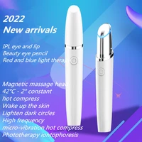 2022 best selling mini electric beauty wand red blue light therapy heated vibration lip eye bag massage pen lifting eye relax