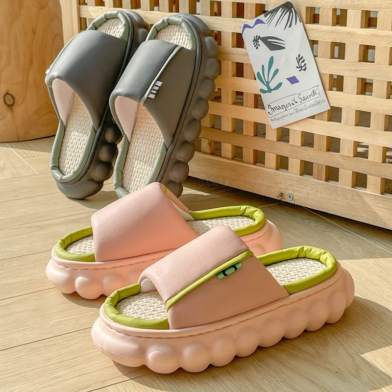 2022 Autumn Winter Women Home Slippers Solid Upper House Slides Platform Shoes for Female Bedroom Slippers Family Couples Shoes