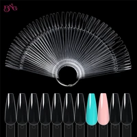 50pcs false nails clear acrylic nail tips coffin nail display stand fan wheel practice board tip stick for uv gel polish display