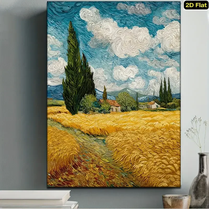 

Воспроизведение картины Ван Гога "Пшеничное поле с кипарисами", холст