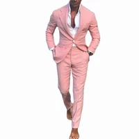 2022 latest coat pants designs men pink suits wedding suit dresses slim fit groom best men male tuxedo 2 pieces costume homme