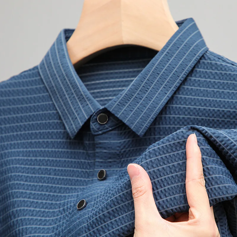 

Polo Shirt Ice Silk Summer New Men's Lop-up Hollow Short-sleeved 2023 Breathable Business Fashion T-Shirt Male Brand Clothes